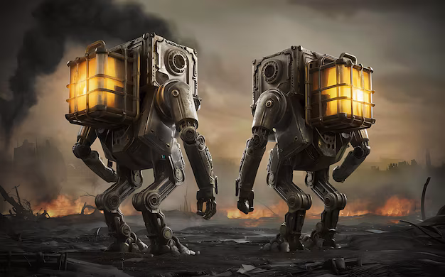 Post-apocalyptic robot scene